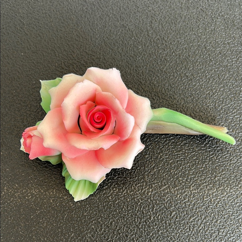 Vintage Capodimonte Ceramic Rose